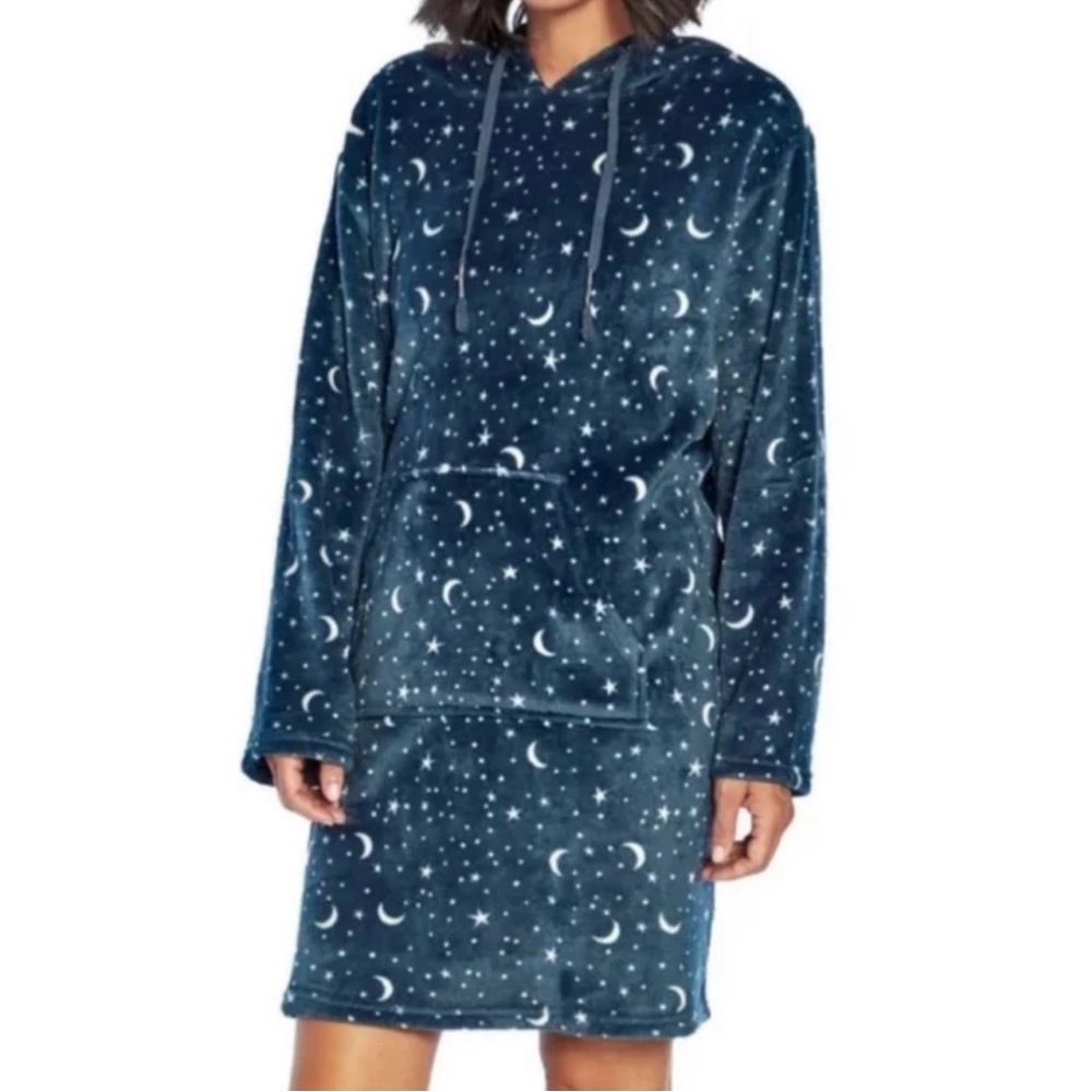 Wildfox Hooded lounger L/XL celestial dress cozy Moon Print‎